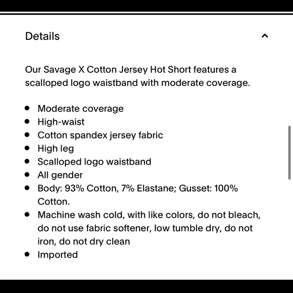 NWT Savage X Fenty Cotton Jersey Hot Shorts Size Small - Picture 4 of 5